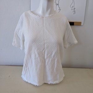 Textured with fringe white blouse Small